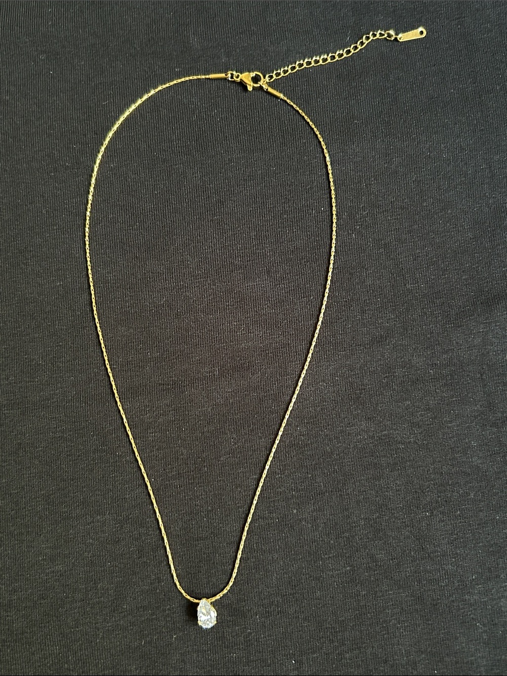 NWOT Pendant Necklace with Teardrop Accent - Gold Plated Stainless Steel - Picture 5 of 6